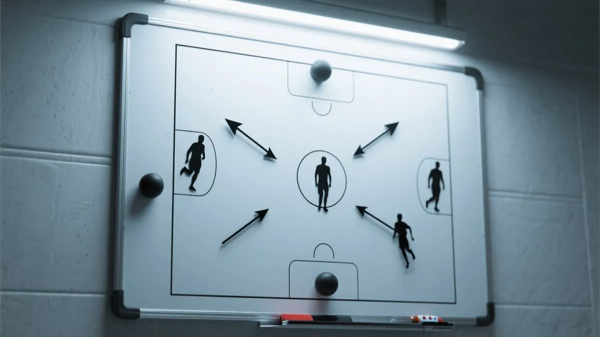 战术板与球员剪影，体现世界杯球队风格与阵容结构分析